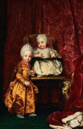 Anton Raphael Mengs Portrait of Archduke Ferdinand (1769-1824) and Archduchess Maria Anna of Austria (1770-1809), children of Leopold II, Holy Roman Emperor Norge oil painting art